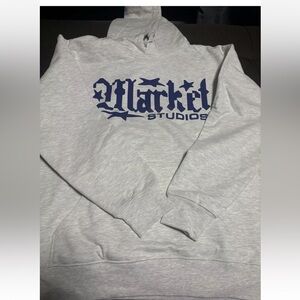 Market Studios Gray Hoodie with Blue Graphic New Size M​